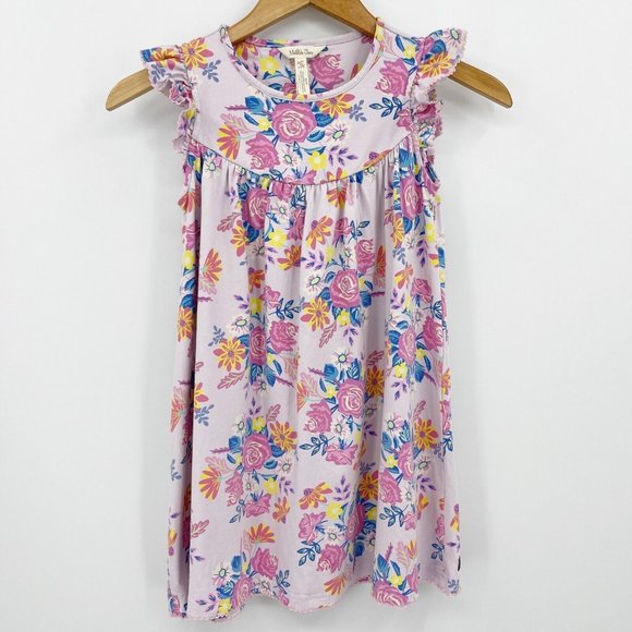 Matilda Jane Turning Purple Jersey Rose Floral Ruffle Sleeve Dress